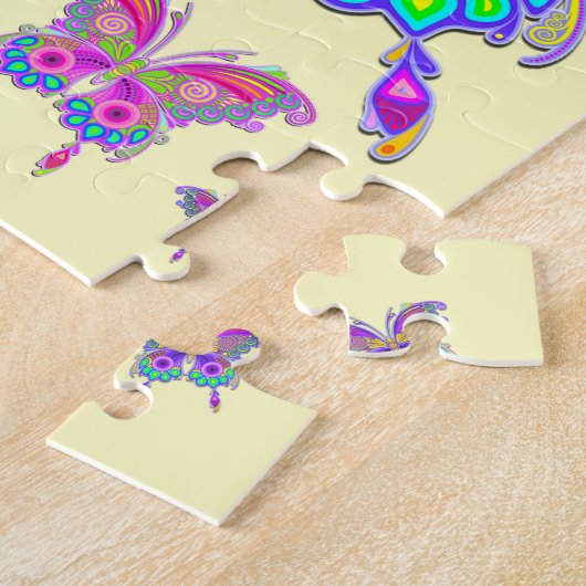 Boterfly kleurrijke Tattoo stijl Legpuzzel (Zijkant)