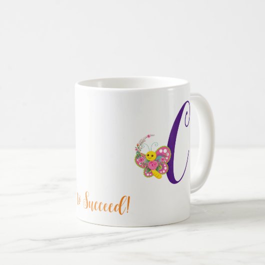Boterfly Letter C Floral Mok (Voorkant rechts)