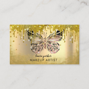 Boterfly Logo Gold Driving Glitter Elegant Busin Visitekaartje