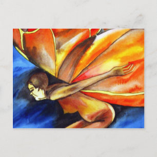 Boterfly meisje surrealistische originele fantasie briefkaart