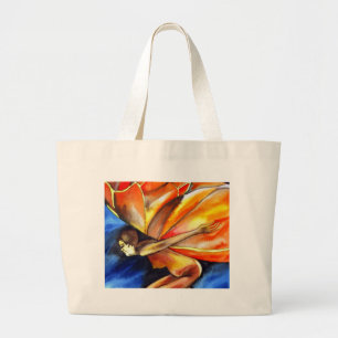 Boterfly meisje surrealistische originele fantasie grote tote bag