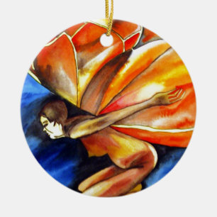 Boterfly meisje surrealistische originele fantasie keramisch ornament