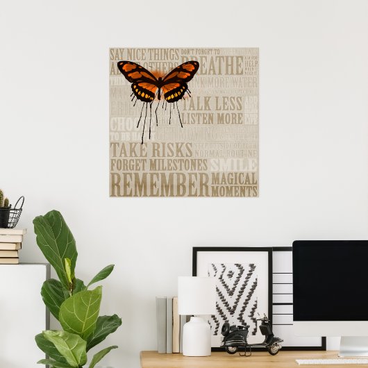 Boterfly met woorden poster (Thuiskantoor)
