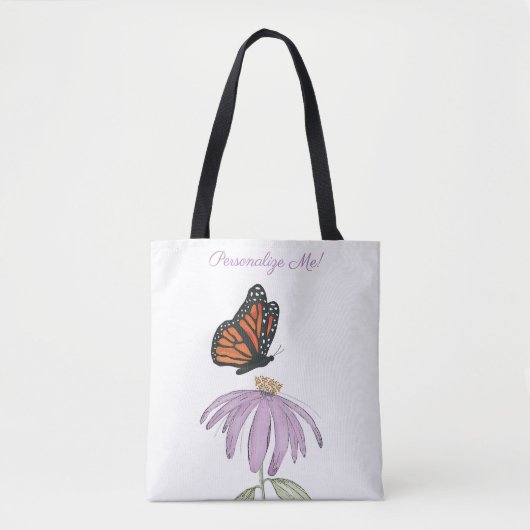 Boterfly on Cone Flower All-Over-Print Canvas tas (Voorkant)