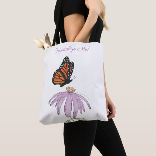 Boterfly on Cone Flower All-Over-Print Canvas tas (Dichtbij)