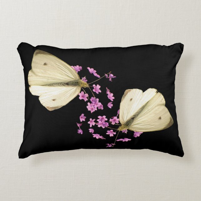 Boterfly op Flowers Accent Pillow Accent Kussen (Voorkant)