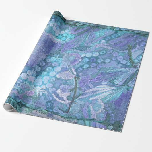 Boterfly  Paars Blauwgroen blauw-Romantisch Cadeaupapier (Uitgerold)