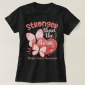 Boterfly Peach Ribbon Uterine Cancer Awareness T-shirt (Design voorkant)