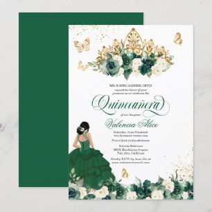 Boterfly Quinceanera, groene Waterverf Kaart