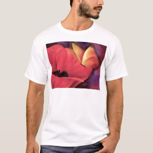 Boterfly Red Poppy Art Floral Painting - Multi T-shirt