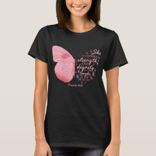 Boterfly roze lint borstkanker religieuze koepel t-shirt