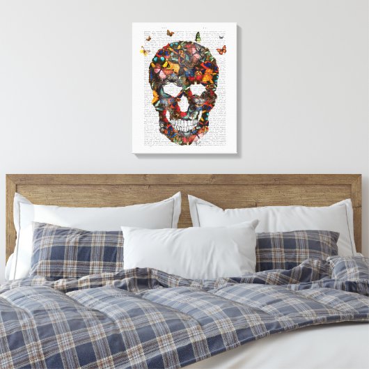 Boterfly Skull Canvas Afdruk (Insitu (Slaapkamer))