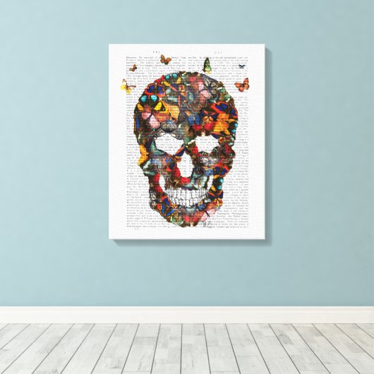 Boterfly Skull Canvas Afdruk (Insitu (Houten vloer))