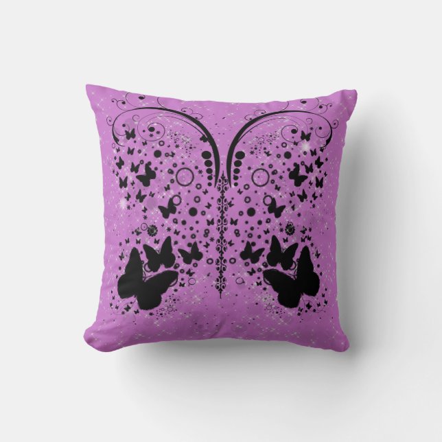 Boterfly Sparkles PAARS Pillow Kussen (Voorkant)