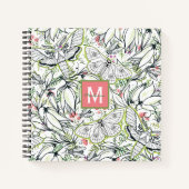 Boterfly Spring Floral Monogram Girly Notitieboek (Voorkant)
