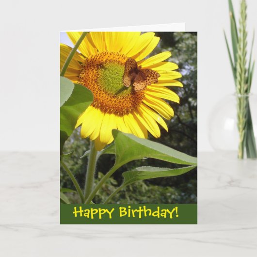 Boterfly Sunflower Birthday Kaart (Voorkant)