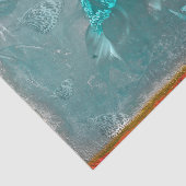 Boterfly Sunflower Blauwgroen Gold Antiek Tissuepapier (Detail)