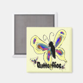 Boterfly Tekening gele achtergrond Magneet (Voorkant / Achterkant)