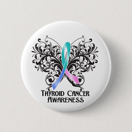 Boterfly Thyroid Cancer Awareness Ronde Button 5,7 Cm (Voorkant)