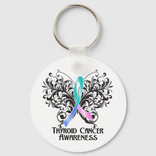 Boterfly Thyroid Cancer Awareness Sleutelhanger