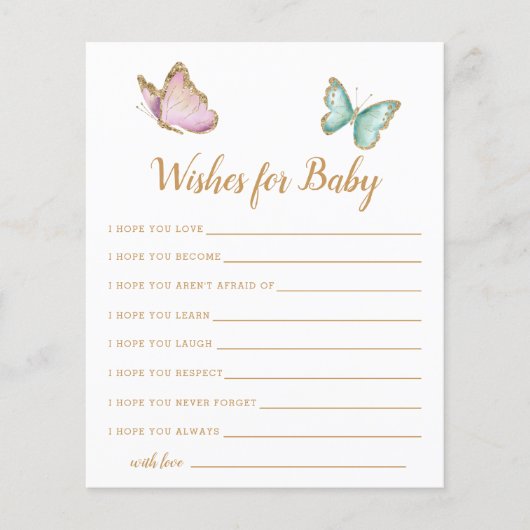 Boterfly Tuinkers voor Baby Kaart (Voorkant)