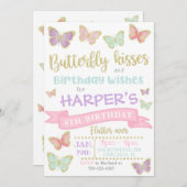 Boterfly-uitnodiging | Boterfly Birthday Invite Kaart (Voorkant / Achterkant)