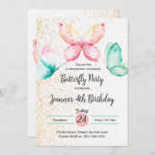 Boterfly-uitnodiging Kaart (Voorkant / Achterkant)