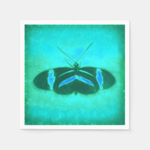 Boterfly  Waterverf Blauwgroen groene Pop kunst Servet