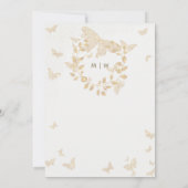 Boterfly Wedding Gold Monogrammen met grote elegan Kaart (Achterkant)