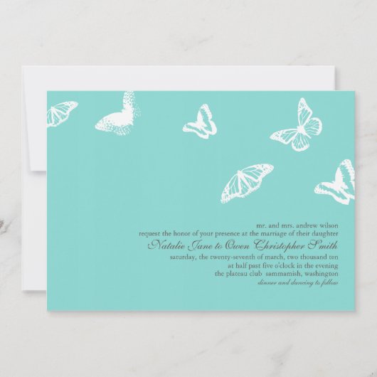 Boterfly Wedding Invitation Kaart (Voorkant)