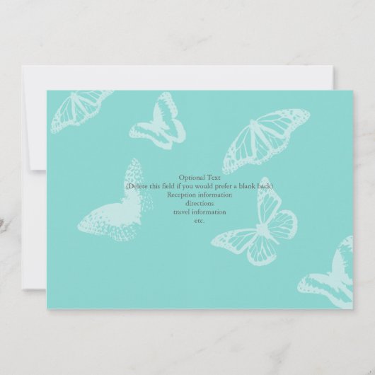 Boterfly Wedding Invitation Kaart (Achterkant)
