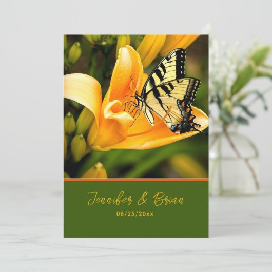 Boterfly Wedding Invitation Kaart (Staand voorkant)