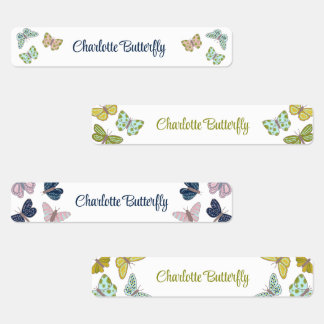 Boterfly zomerroze blauwe gele etiketten labels