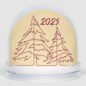 Botergeel Dieprood Graphic Tree Foto jaarlijks Sneeuwbol (Voorkant)