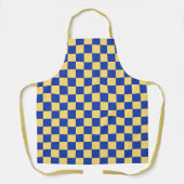 Botergeel en blauw geruit bordpatroon schort (Voorkant)