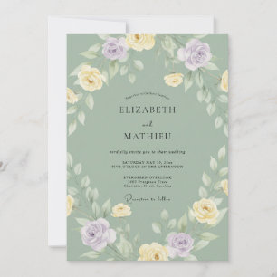Boterkleurige Mauve Huwelijksboeket Kaart