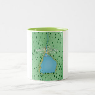 Botermere-meer, reisposter van het meerdistrict tweekleurige koffiemok