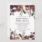 Boterrum Aubergine Paarse Rozen Boho bruiloft Kaart (Voorkant)
