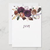 Boterrum Aubergine Paarse Rozen Boho bruiloft Kaart (Achterkant)