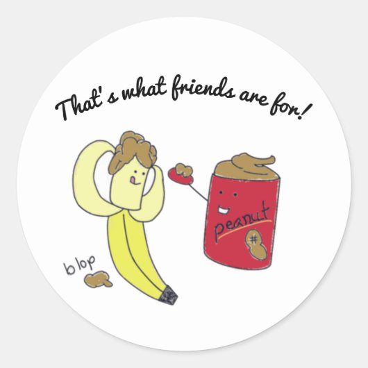 Boterstickers voor bananen en pinda's ronde sticker (Voorkant)