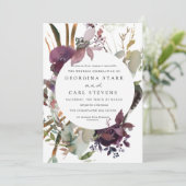 Boterum en plum Botanical Wedding Kaart (Staand voorkant)