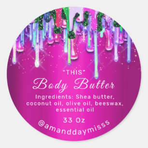 Boterverpakking Online Beauty Drip Fuchsia Ronde Sticker