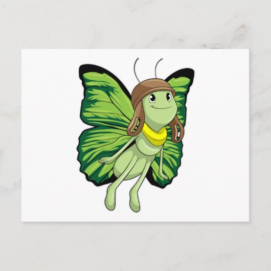 Botervlieg als piloot met piloot-pet briefkaart (Voorkant)