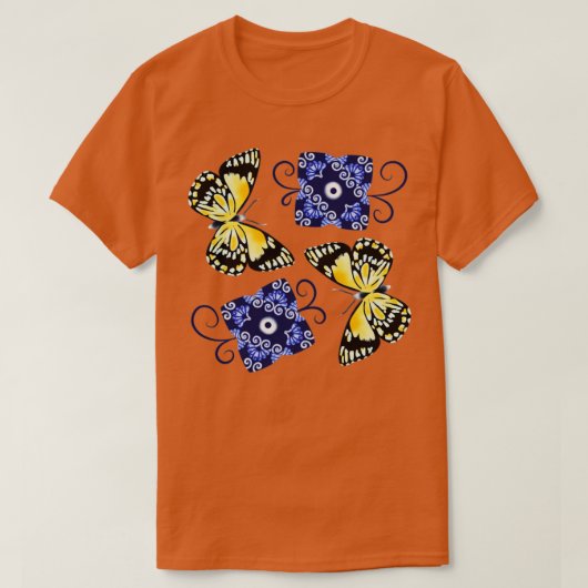 Botervlieg en blauw t-shirt (Design voorkant)