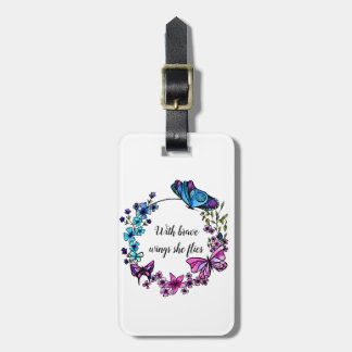 Botervlieg en bloemen bagagelabel