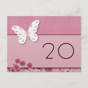 Botervlieg en bloemen Tafelnummer Briefkaart