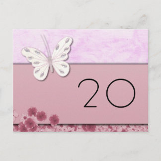 Botervlieg en bloemen Tafelnummer Briefkaart