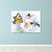 Botervlieg en luchtvogels canvas afdruk (Insitu (Houten vloer))