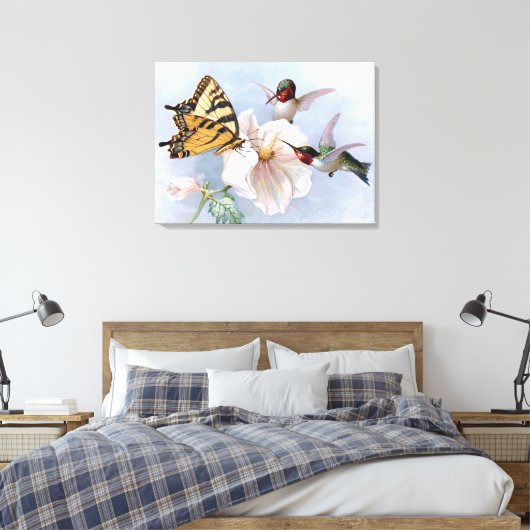 Botervlieg en luchtvogels canvas afdruk (Insitu (Slaapkamer))