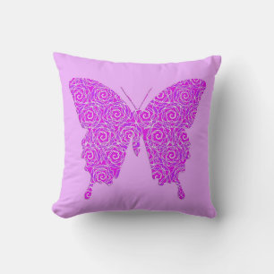 Botervlieg in abstract patroon - lavender, paars kussen